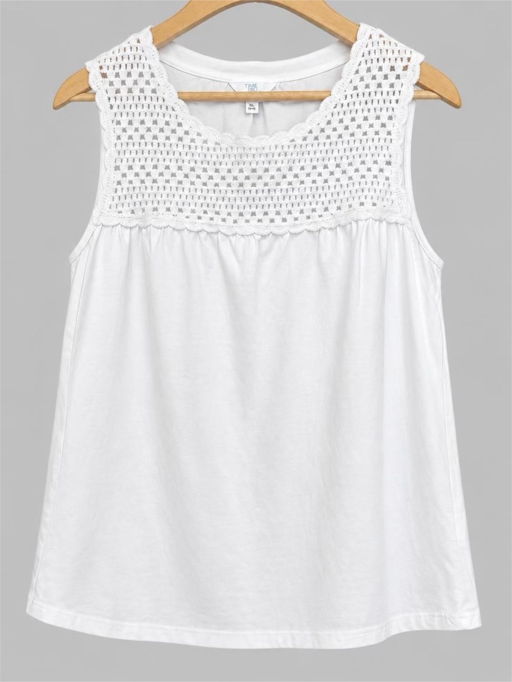 NWT White Crochet-Yoke Sleeveless Top - Women
